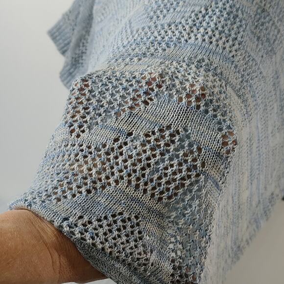 Catherines Open Knit Sweater 3/4 Sleeve Blue Gray Women's 4X Made in U.S.A. - Picture 4 of 12